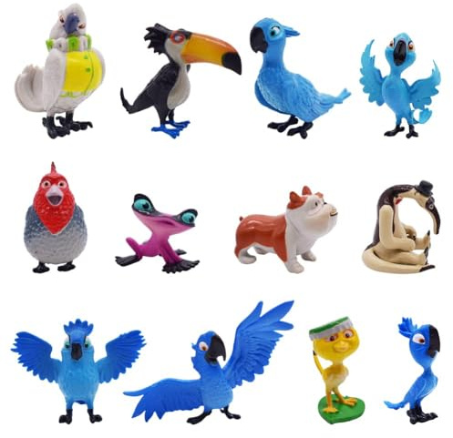 12 Pcs Cake Topper Action Figure Kuchen Dekoration Figuren Papagei Karikatur Party liefert Figuren Geburtstagsfeierzubehör für Geburtstagsgeschenke