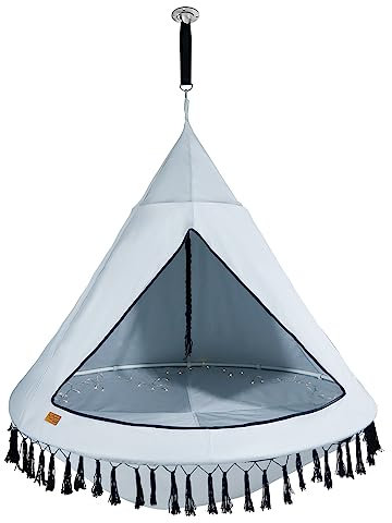 CCLIFE Columpio nido con tienda de campaña de 150 cm de diámetro, columpio para interiores y exteriores, para niños y adultos, máx. 120 kg, color gris
