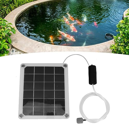 Solar Pond Aerator with Air Pump, Solar Pond Aerator with Battery Backup, Aquarium Air Pump Oxygenator, 20W Noiseless Air Pump with Air Bubble Stones for Fishpond
