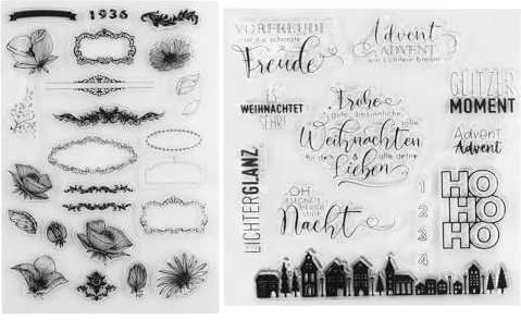 2 Stück klarer Stempel, Silikonstempelset, Transparentes Silikon für DIY, Journal, Scrapbooking und Fotoalbum, Fröhliches Weihnachten