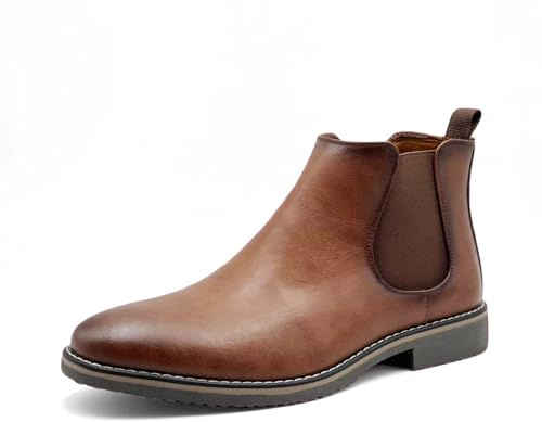 Finishing & Sewing Bottines Chelsea pour homme, Bottes Slip On Smart Casual, marron, 40 EU