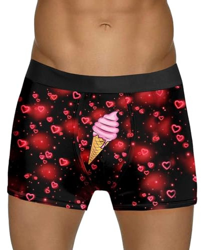 Boxer Uomo Mutande Intimo Uomo Stampato Intimo Uomo San Valentino Bolla Rossa Speciale Rosa Amore Vita Media Mutande Uomo, Colore: rosa., L
