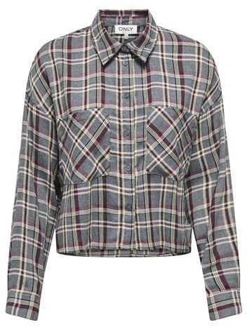 ONLY Damen Onlriley Life Ls Short Check Shirt WVN Onlriley Life Ls Short Check Shirt WVN (1er Pack)