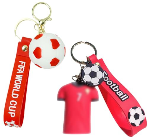 HQRKOTM 2 pezzi portachiavi calcio,Portachiavi da calcio n. 7,gadget compleanno bambini calcio,Regalo commemorativo per tifosi di calcio, familiari e amici