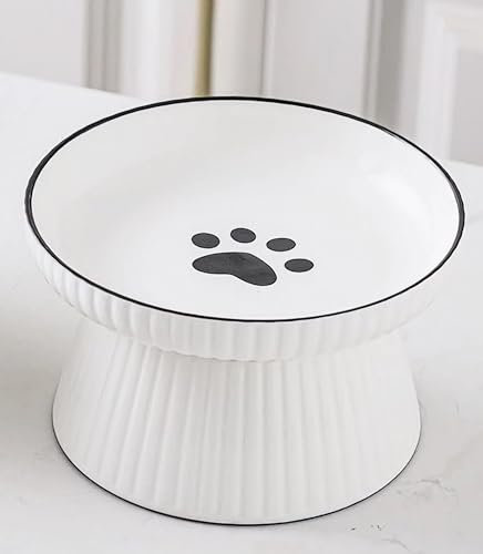 Raised Cat Bowl,Elevated Cat Food Bowl, Cat Water Bowl,Ceramic Cat Bowls for Food and Water, Raised Cat Food Dish,Whisker Fatigue,Wide Shallow Design for Pet Easy Eating (Claw)
