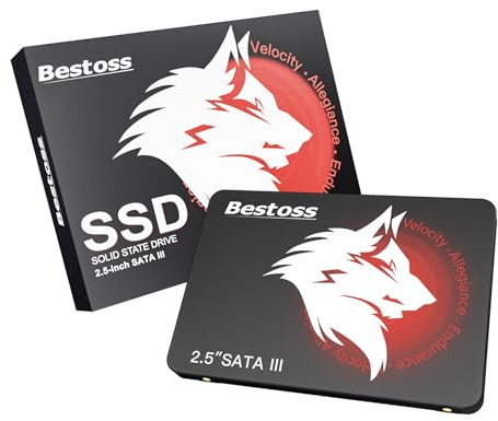Bestoss SSD 1 TB 2,5 tum intern hårddisk för PC eller bärbar dator, SATA III 6 Gb/s intern state-enhet, upp till 550 MB/s, uppgradering av datorlagring för kontor, studenter, hemunderhållning