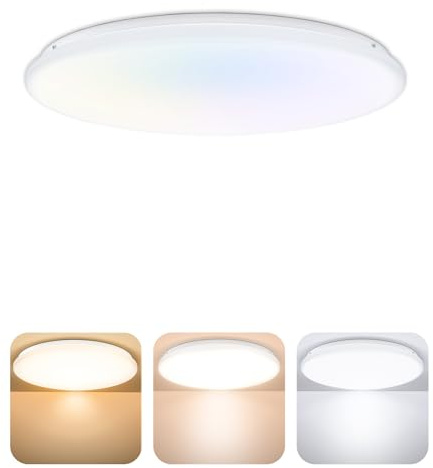 novapollo Ø37cm Plafon LED Techo, 32W 3360LM Lampara Techo, 3000K/4000K/6500K IP44 Plafones para Techo Led Lampara Led Techo Dormitorio Cocina Pasillo Baño Sala