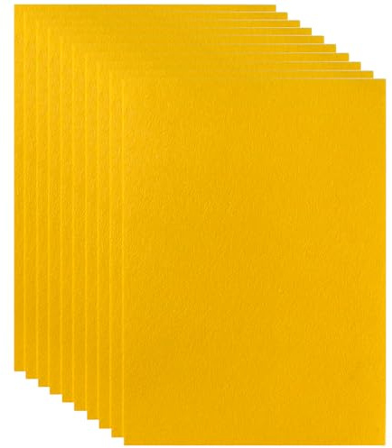 10 Stück Bastelfilz Gelb, Filzstoff A4 20x30cm, 1 mm Filz Blätter zum Basteln, Große Vliesstoff Stoff Filzplatten, Polyester Felt Fabric für DIY Handwerk, Nähen, Bastelprojekte, Dekoration