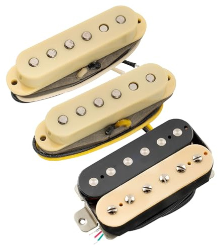 Musiclily Pro ST-TX Alnico 5 Staggered ST HSS Tonabnehmer Set Zebra | Single Coil und Unbedeckter Humbucker Hals Mitte Steg Pickup,für Strat Style E-Gitarre