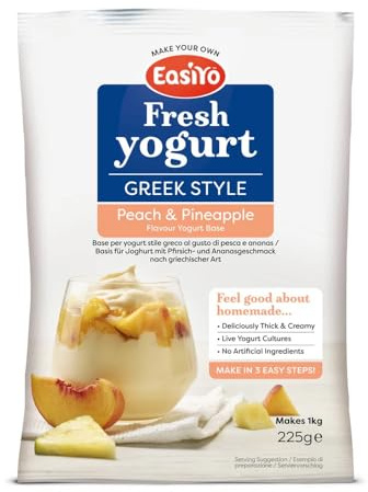 Easiyo Greek Style Peach & Pineapple Flavoured Yogurt Mix Sachet 225g For Use With EasiYo Yogurt Makers
