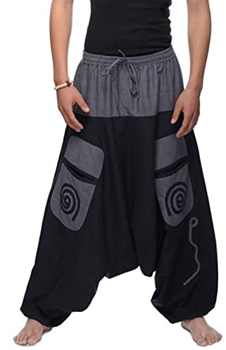 Simandra Haremshose I Fair gehandelte Unisex Aladinhose mit Stickereien I Bequeme und vielseitig einsetzbare Pumphose I Baggy Hose I Handgemacht in Nepal