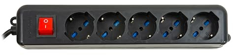 Unbekannt LKMP05N Link lkmp05 N Mehrfachsteckdose 5 Universalsteckdosen ITA/Schuko 10/16 A Stecker 16 A mit Schalter,,schwarz