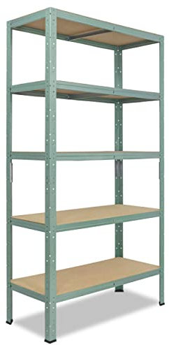 shelfplaza® 200x100x60cm HOME Schwerlastregal grün/Metallregal mit 5 Böden/Kellerregal Metall, Garagenregal, Werkstattregal oder Regal Lagerregal/Steckregal Metall mit 175kg Tragkraft