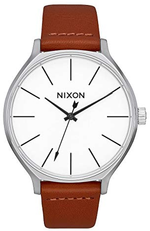 Nixon Armbanduhr Clique Leder Silver / Brown