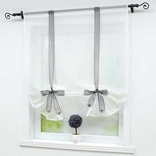 Joyswahl Raffrollo Voile Raffgardinen mit Tunnelzug Nina Bindegardine BxH 140x140cm Grau 1er Pack