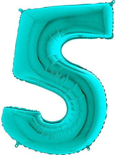 Ballonim Zahlenballon 0-9 100 cm Tiffany blau türkis Mint Luftballon Zahlen Helium Luftballons XXL (Zahl 5)