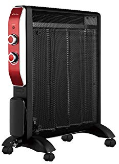 PUR LINE | Radiador Eléctrico de Mica de Bajo Consumo (2000W) en Negro - Radiador Eléctrico Termostato, Protección y Ruedas