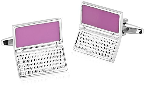 Beydodo 1 Paar Edelstahl Herren Manschettenknöpfe Laptop Computer Hochzeit Manschettenknöpfen Silber Rosa