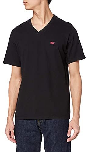 Levi's Men's Original Housemark V-Neck T-Shirt, Mineral Black, XXL