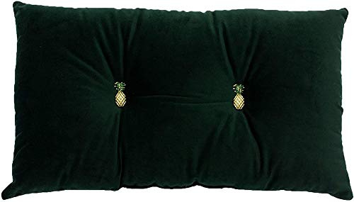 Paoletti - Pineapple Cushion Prefilled-Button Cushion-100 Spot Clean Only-30 X 50cm Inches, Polyester, Emerald Green, 30cm X 50cm (12 X 20)