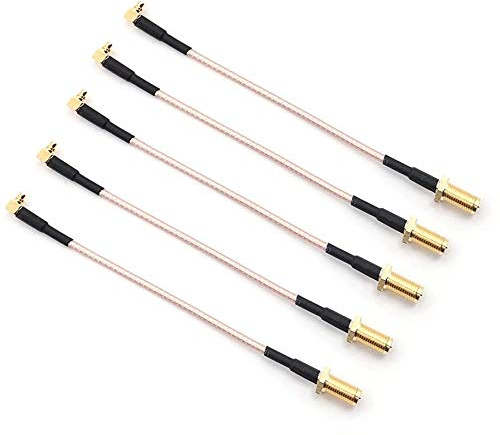 DollaTek 5Pcs 4 Zoll RG316 Pigtail Antennenstecker SMA Stecker auf MMCX Stecker Low Loss Koaxialkabel Adapter rechtwinklig - SMA Externe Spirale Interne Nadel