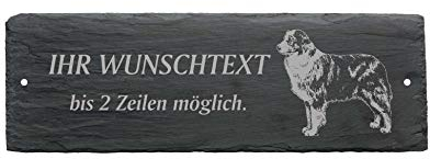 Australian Shepherd Schild aus Schiefer Gravur mit Wunschtext - Türschild Klingelschild 22x8cm | Dekolando