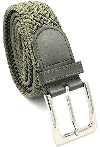 LisaModa Herren Stretch Flechtgürtel LM1000 Stretchgürtel Stoffgürtel Viele Farben (Olivgrün, 85-110)