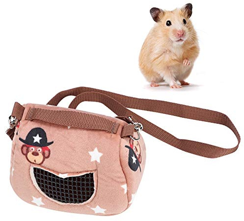 Zerodis Haustier Hamster Träger, Kaffee Flanell Plüsch Hamster Eichhörnchen Reisetaschen Tragbare atmungsaktive Kleintier Träger ausgehende Schlafsack für Eichhörnchen Igel Meerschweinchen(S)