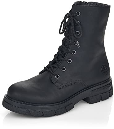 Rieker Donna Stivaletti Z9120, Signora Stivali da Biker,Boots,Stivaletto,Stivale da Motociclista,Piatto,Nero (Schwarz / 00),36 EU / 3.5 UK
