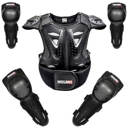 WOSAWE Kinder-Schutzkleidung mit Knieschoner Ellenbogenschoner Schutz Weste Motorrad Ganzkörperschutz Rüstung für Ski Snowboard Motocross Sport (BC205 Sets, S)