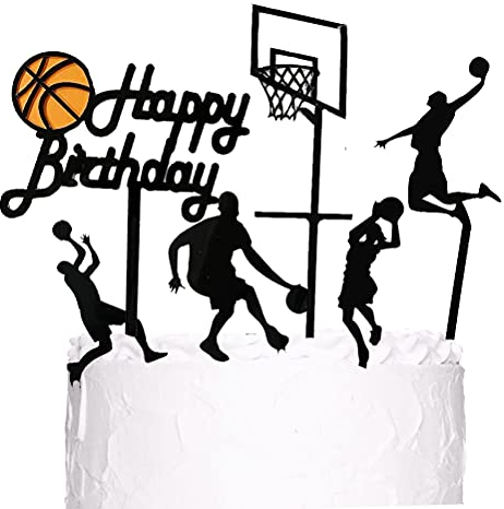 MiaLover 6 Stücke Basketball Acryl Kuchen Topper Sport Szene Themen Kuchen Picks Cake Topper Tortenstecker Happy Birthday Tortendeko für Kinder Jungen Party Geburtstag Deko Muffin Backen