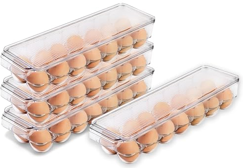 Utopia Home - Praktische Eierablage für Kühlschrank - 14 Fächer, Transparent, Stapelbar, Patentiert, Pack of 4
