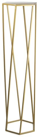 HowHomely Gold Blumenständer Metall 100 cm Hoch - Solider Blumenhocker in Sechseckiger Form - Pflanzenständer im Loft-Stil für die Innendekoration
