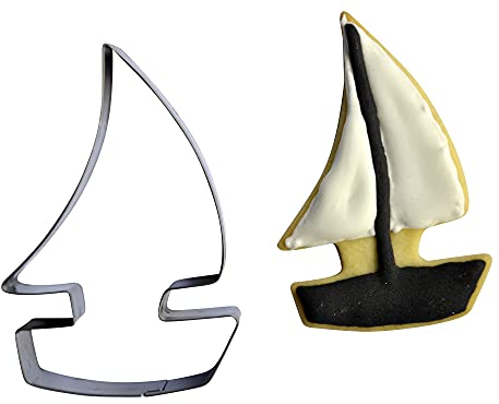 BekkiB - Ausstechform Segelboot ca. 9 cm, Ausstecher aus Edelstahl, spülmaschinengeeignet - 88077