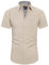 J.VER Men's Short Sleeve Dress Shirt Regular Fit Business Casual Work Office Stretch Non Iron Formal Shirt Button Down Wedding Light Khaki L