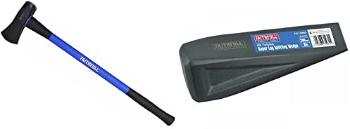 Faithfull FAILSM6FG 2.7 kg Log Splitting Maul Fiber Glass Shaft & FAILSW8S Twisted Super Log Splitting Wedge 200mm