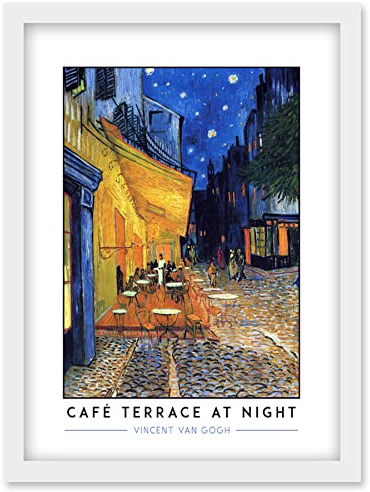 Wee Blue Coo Vincent Van Gogh Café Terrace At Night Place Du Forum Post-Impressionist Painting Artwork Framed Wall Art Print A4