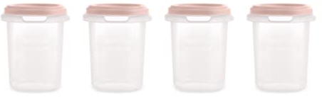 Miniland Set 4 Hermisized Blush 250 ml, 4 luftdichte Behälter mit Maßeinteilung, sicher, robust, spülmaschinenfest, mikrowellen- und gefriergeeignet, Kollektion Terra.