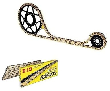 DID 525VX3 - Kit Transmisión Arrastre Cadena reforzada Piñon y Corona compatible con Suz-uki SV 650 S (1999-2009)