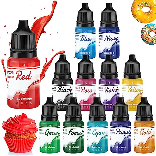 Colorant Alimentaire Liposolubles - 12 x 10ml Colorant Alimentaire à Base d'huile Concentré pour Chocolat, Bonbons, Fondants - Oil Food Coloring pour DIY Gâteaux, Glaçage, Beurre, Macaron, Biiscuits