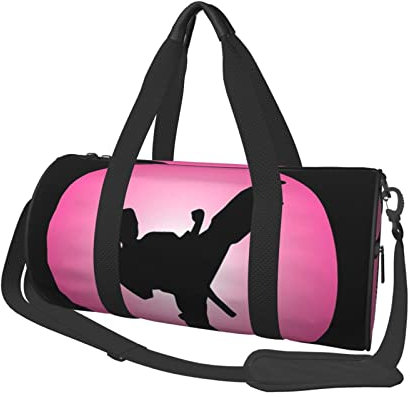 Runde Reisetasche, Taekwondo-Design, Sporttasche für Herren und Damen, Seesack, Sporttasche