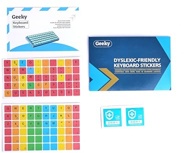 Calcomanías de teclado aptas para disléxicos, codificadas por colores, diseñadas ergonómicamente para una escritura más rápida y precisa, compatible con más de 40 diseños de teclado (14 mm)