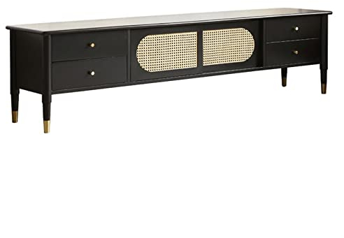 HASMI Fernsehtisch Leichter Luxus-Rattan-TV-Ständer, moderner TV-Schrank, Unterhaltungsmedien, Konsolentisch mit Schubladen und Schiebetüren for Wohnzimmermöbel TV Board (Size : 180 * 40 * 50cm)