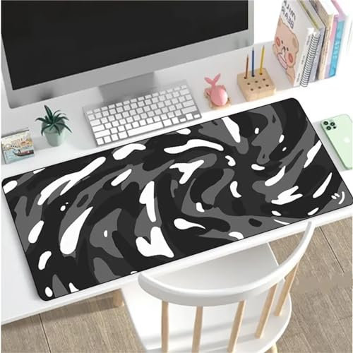 Tapis de Souris XXL 600x400x3mm Grand Tapis de Souris de Jeu Noir Gris Blanc avec Bords Cousus Surface Spéciale Améliore la Précision pour Souris Claviers Gamer Bureau