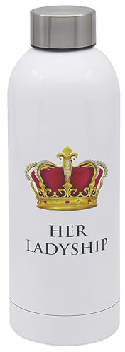 The Leonardo Collection Her Ladyship 500ml Trinkflasche für Zuhause & Büro | Metall-Wasserflasche mit Deckel | Her Ladyship wiederverwendbare Wasserflasche | auslaufsichere, spülmaschinenfeste Flasche