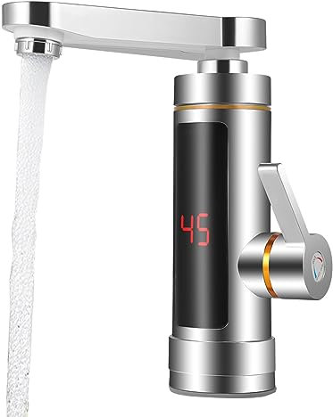 Grifo de agua caliente instantáneo, grifo eléctrico de agua caliente con indicador digital LED, cocina, grifo de agua caliente instantáneo, rotación de 360°, 3000 W
