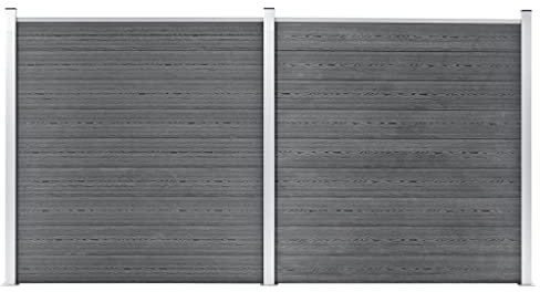 'vidaXL Garden Fence - Versatile Wood-Plastic Composite (WPC) Panel Set - 353x186 cm - Grey - Easy Install - Durable and Rot-Resistant