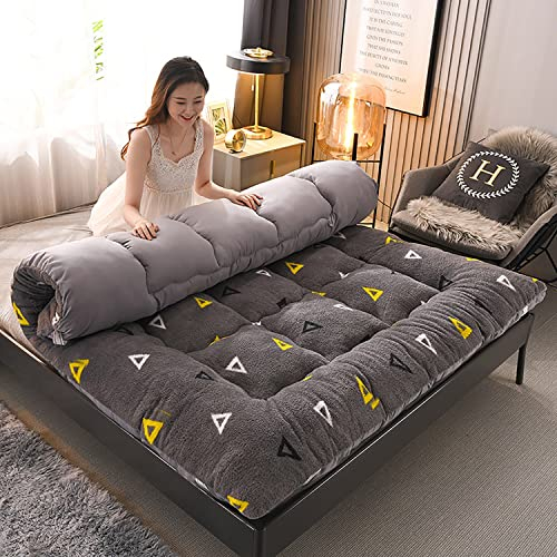 QTQHOME Winter-Druck-Matratze, aufrollbare Bodenmatratze, japanische Plüsch-Isomatte, extra dicke Klappmatratze, tragbare Matratze, Studentenwohnheim, Campingmatratze, Einzel- und Doppelmatratze
