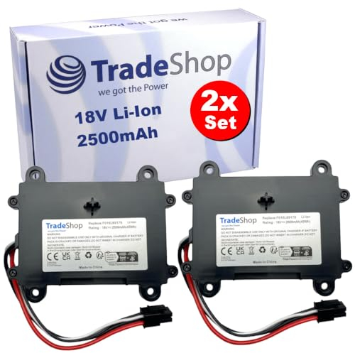 2X Trade-Shop Li-Ion Akku 18V 2500mAh 45Wh kompatibel mit Bosch Indego Rasenmäher Mähroboter ersetzt F 016 104 898, F016104898, F016L69176, 5INR19/66