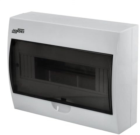 Jandei - Caja de Distribución Eléctrica Para Superficie con Puerta Para 12 Módulos, Tapa translúcida